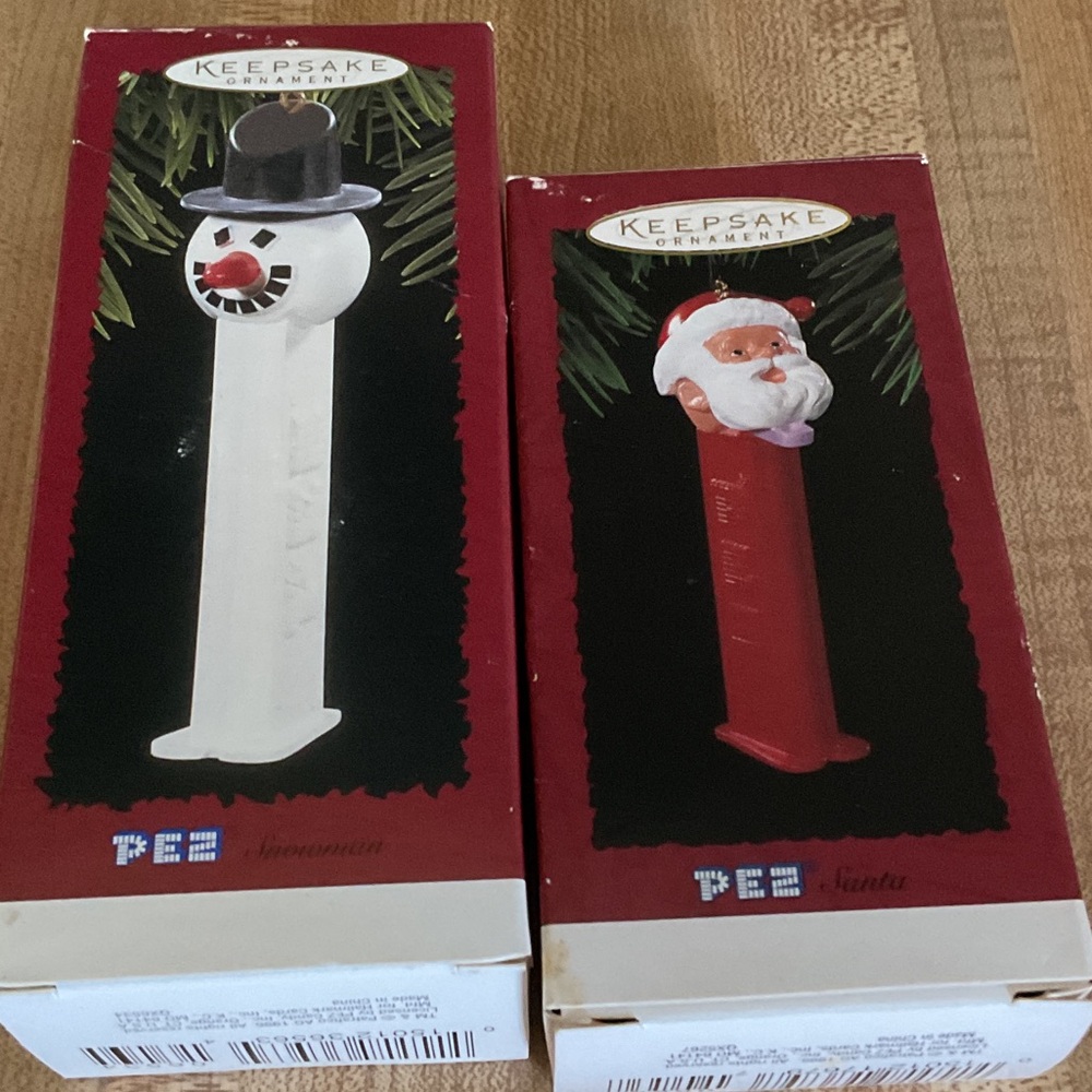 Hallmark Pez Ornaments Santa and Snowman